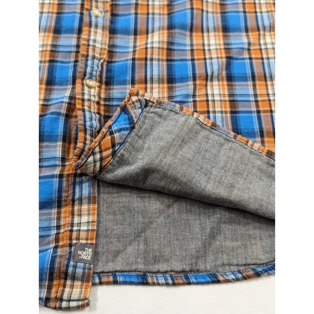 The North Face Cotton Short‎ Sleeve Plaid Hiking Outdoor Button Shirt Size 2XL